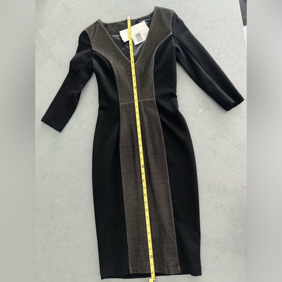 FRENCH CONNECTION NWT Size 2 Body Con Fitted Knee Length Black Houndstooth Dress - Picture 8 of 9